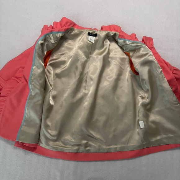 J.Crew Womens 4 Refined Canvas Fiona Salmon Ruffle Trim Jacket 3/4 Bell Sleeve - Picture 6 of 9